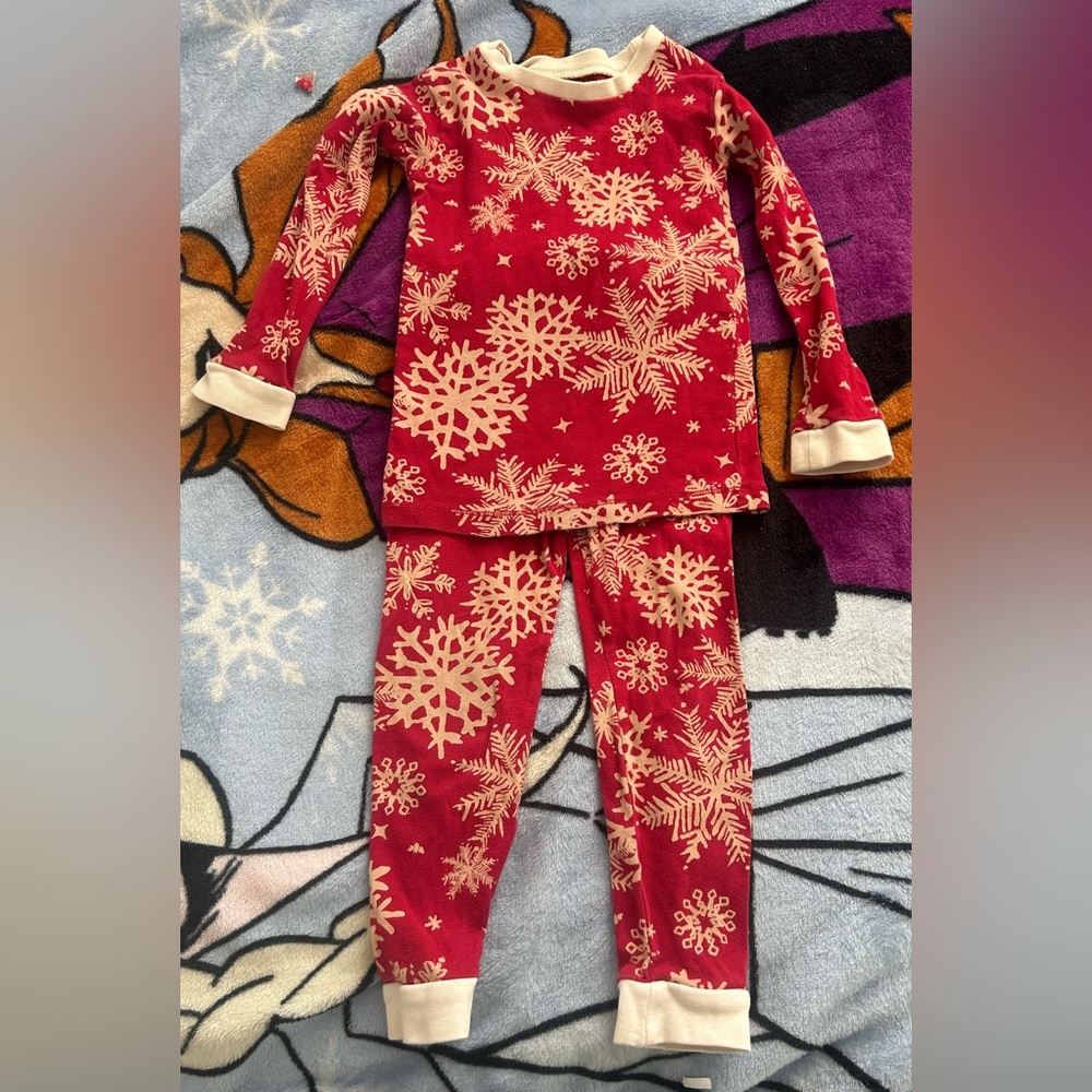 Burt's Bees Kids' Snowflakes Organic Cotton Pajama Set Red